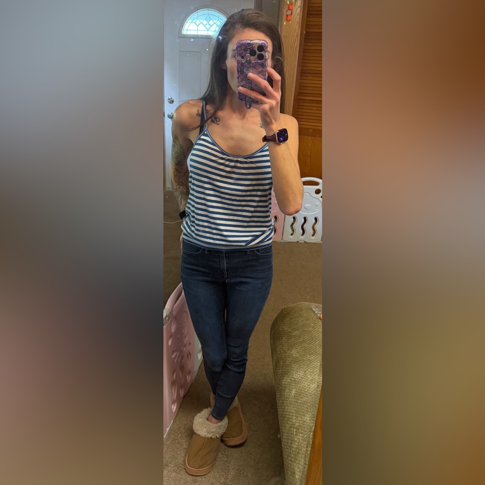 AE Striped Blue and White Women’s Tank Top